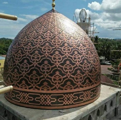 Kubah Tembaga Ornamen Islami Ukiran