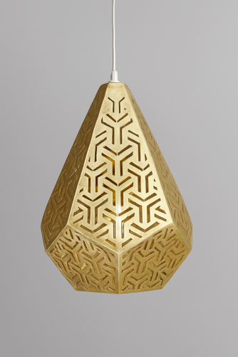 Lampu Gantung Kuningan Motif Geometris – Kerajinan Premium Laser Cut