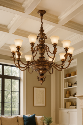 Lampu Klasik Copper| Lampu Gantung Antik Mewah 10 Kepala