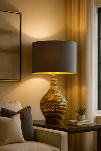 Lampu Meja Dekoratif Modern Gold | Pencahayaan Interior Elegan