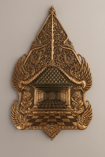 Relief Gunungan Kuningan – Dekorasi Dinding Nusantara Berukir Premium