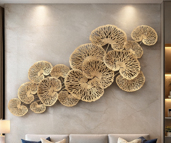 Wall Decor Daun Tembaga/Kuningan 3D | Dekorasi Dinding Mewah Modern Elegan
