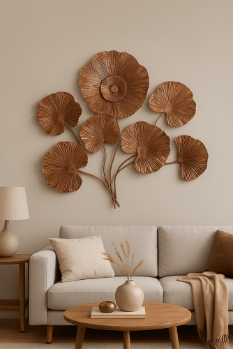 Wall Decor Tembaga/Kuningan 3D | Dekorasi Dinding Bunga Artistik Modern