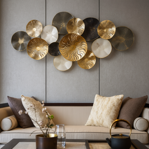 Wall Decor Tembaga/Kuningan – Dekorasi Dinding Mewah Modern Abstrak Gold